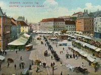 Trg bana Jelačića, oko 1905. godine, kolorirana razglednica